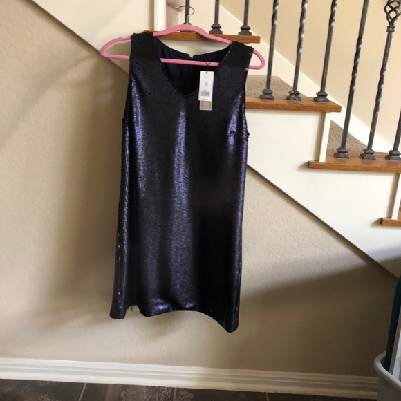 New with Tag Banana Republic 10 Petite Navy Blue Sleeveless Sequin Dress - Picture 2 of 8